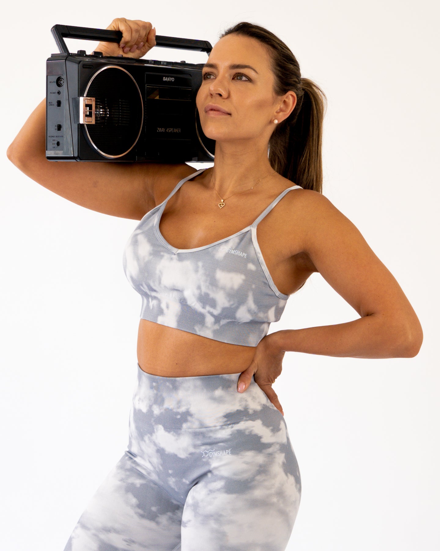 Grey Cloudy Scrunch Top