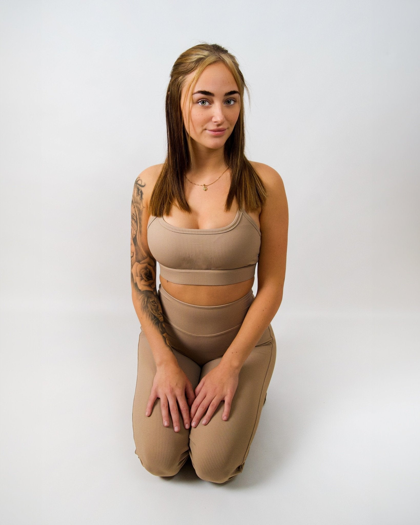 Beige Flare Strap Bra