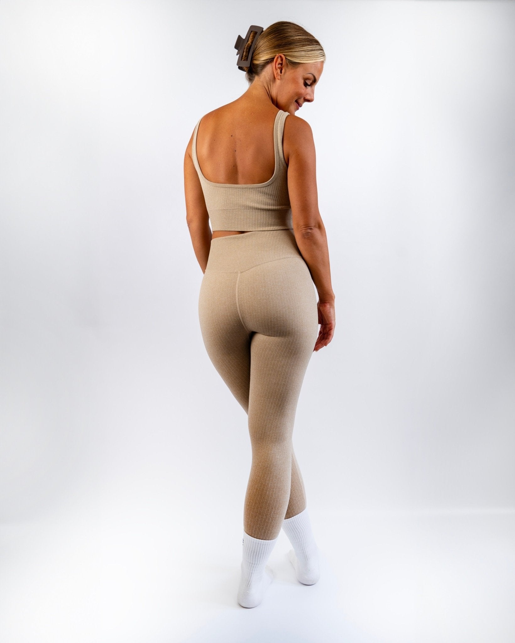 Beige Ribbed Seamless Top