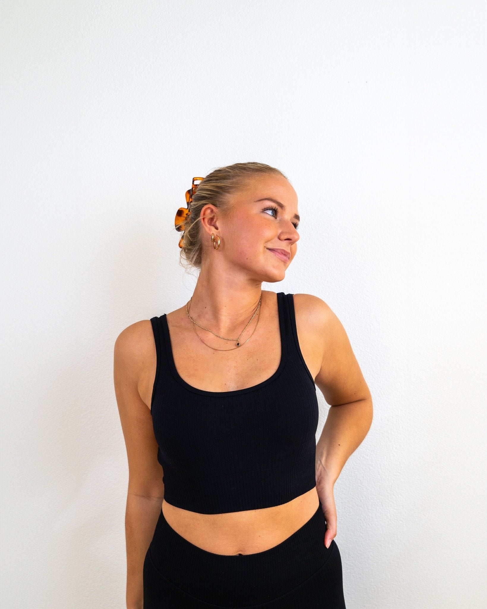 Black Ribbed Seamless Top