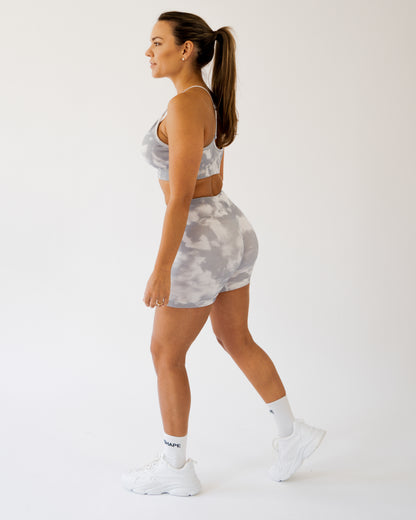 Grey Cloudy Scrunch Shorts
