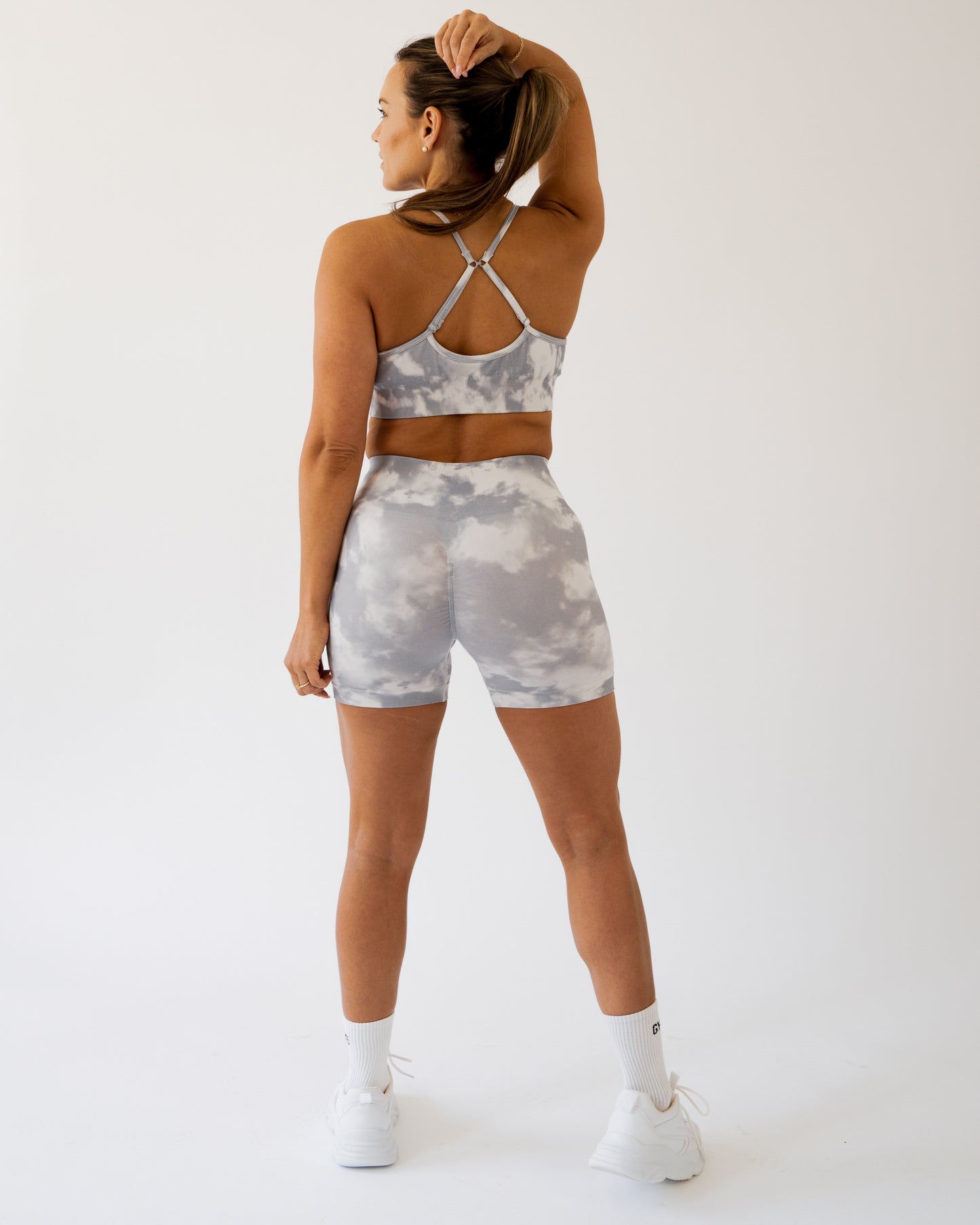 Grey Cloudy Scrunch Shorts
