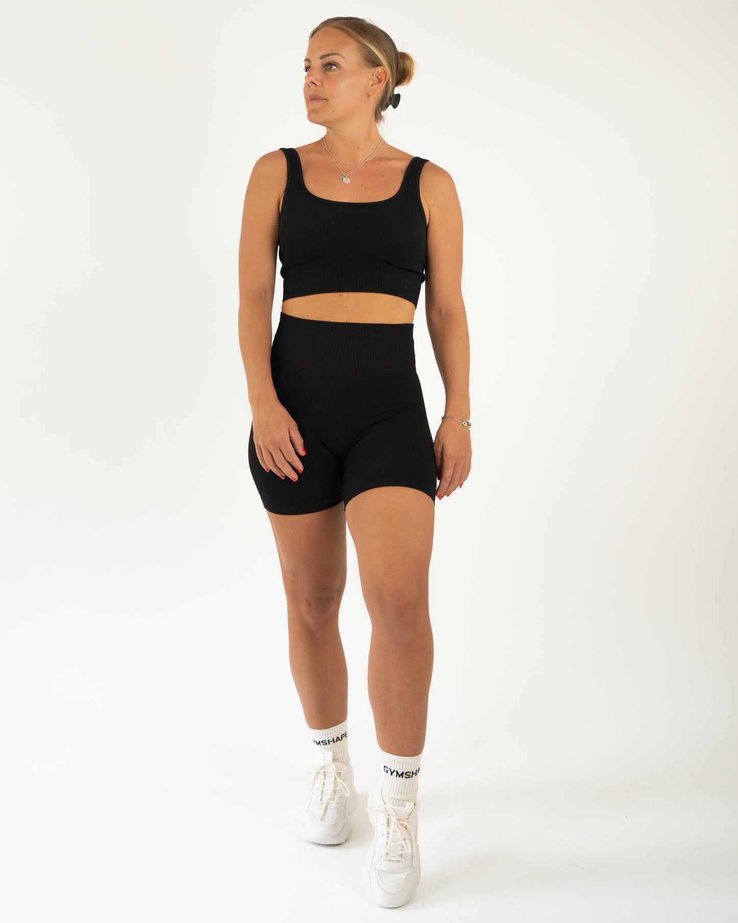 Black Ribbed Seamless Biker Shorts